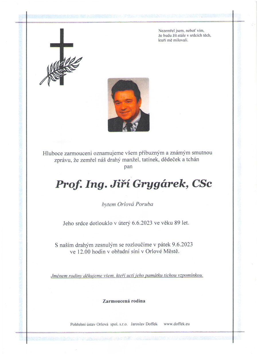 parte prof. Ing. Jiří Grygárek, CSc.